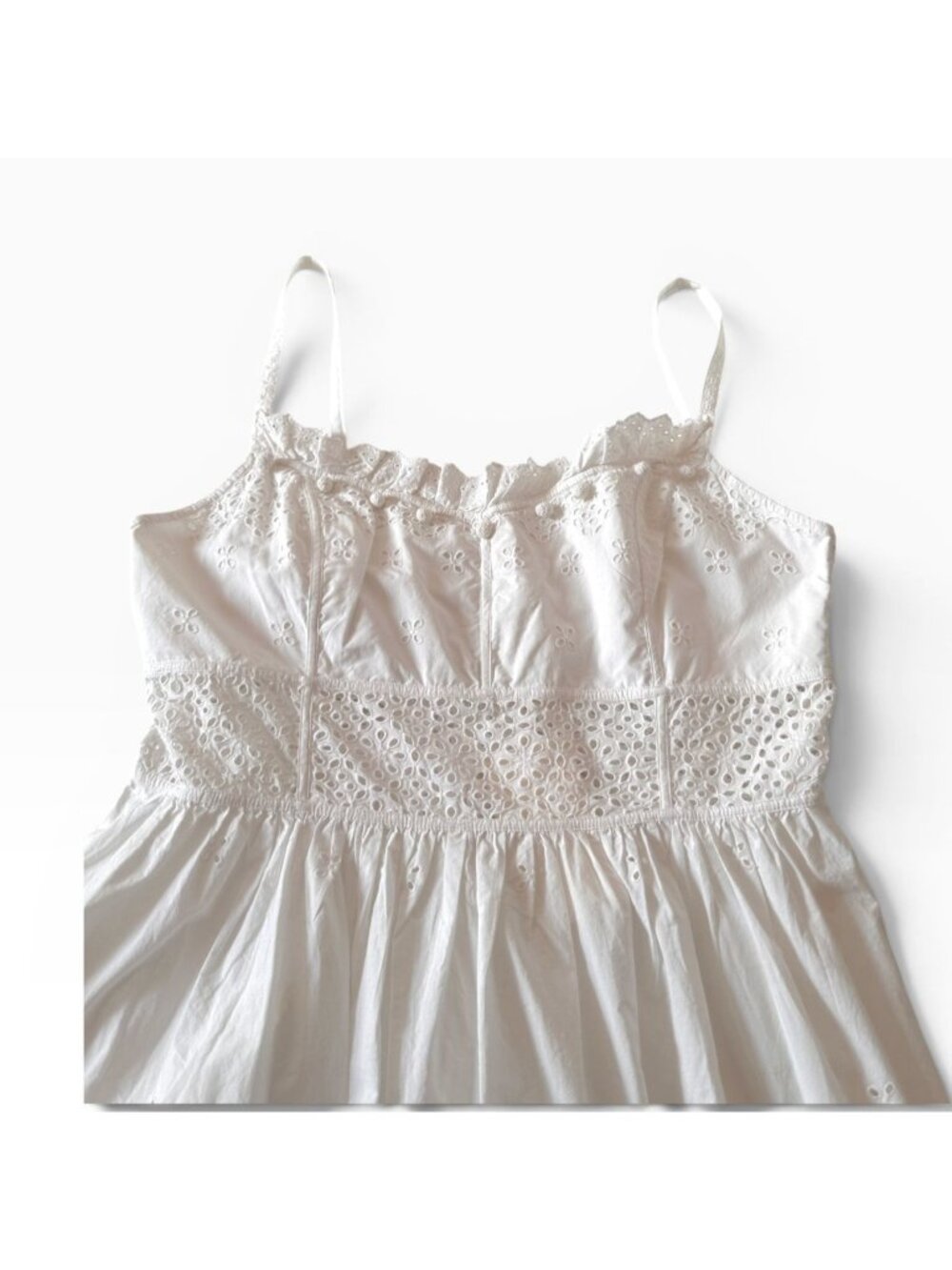 ULLA JOHNSON Celestia Broderie Anglaise Cotton Midi Dress, Sz12, Cowrie, NWT - Picture 10 of 16